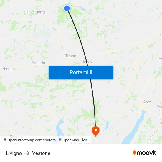 Livigno to Vestone map