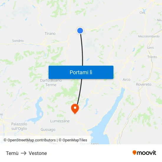 Temù to Vestone map