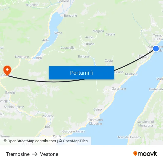 Tremosine to Vestone map