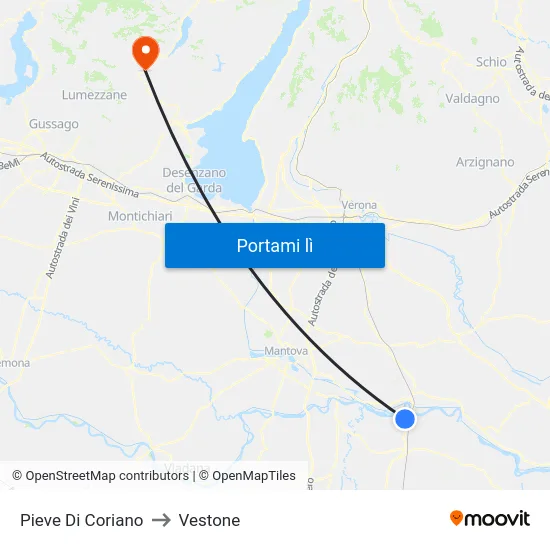Pieve Di Coriano to Vestone map