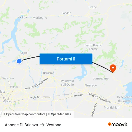 Annone Di Brianza to Vestone map