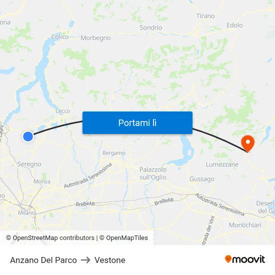 Anzano Del Parco to Vestone map