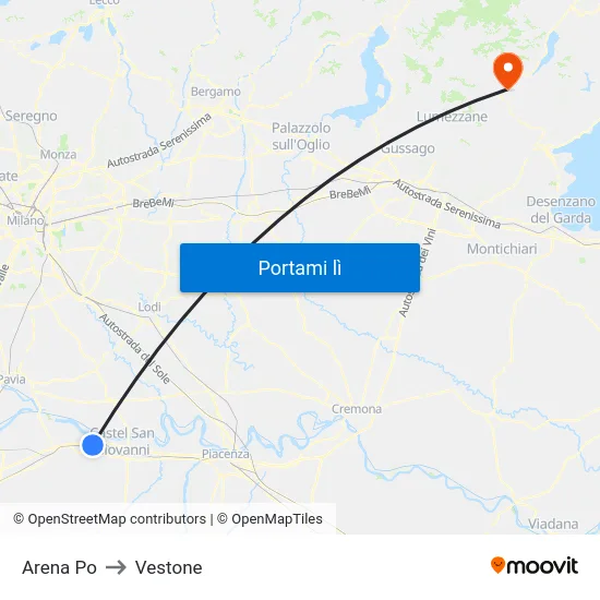 Arena Po to Vestone map