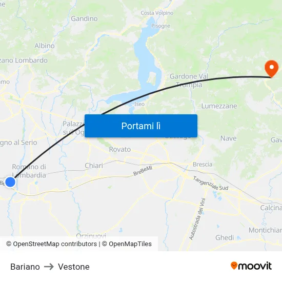 Bariano to Vestone map
