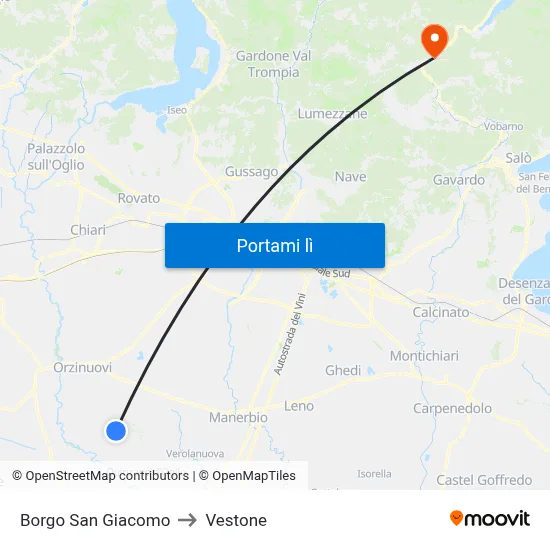 Borgo San Giacomo to Vestone map