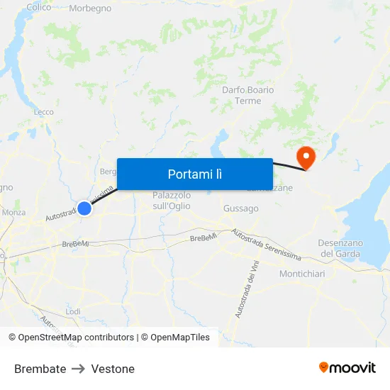 Brembate to Vestone map