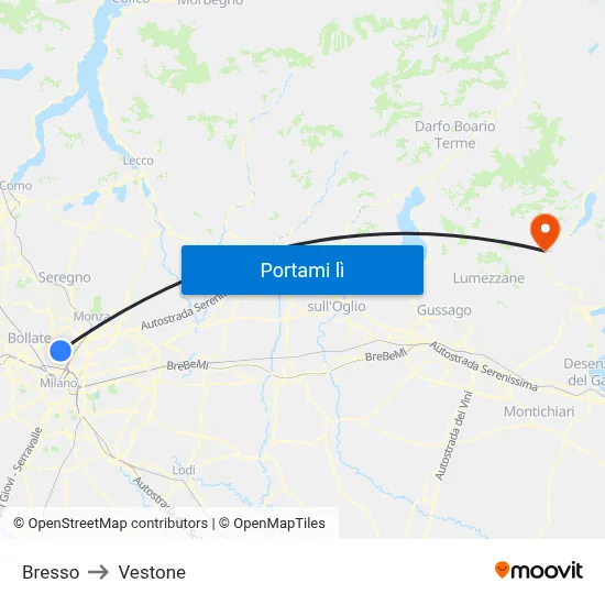 Bresso to Vestone map