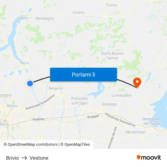 Brivio to Vestone map