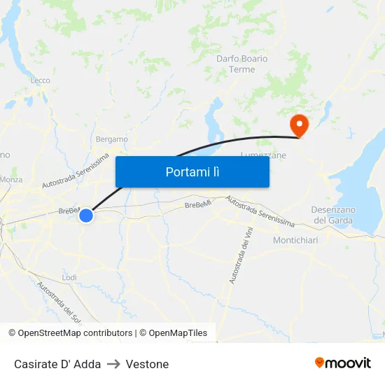 Casirate D' Adda to Vestone map