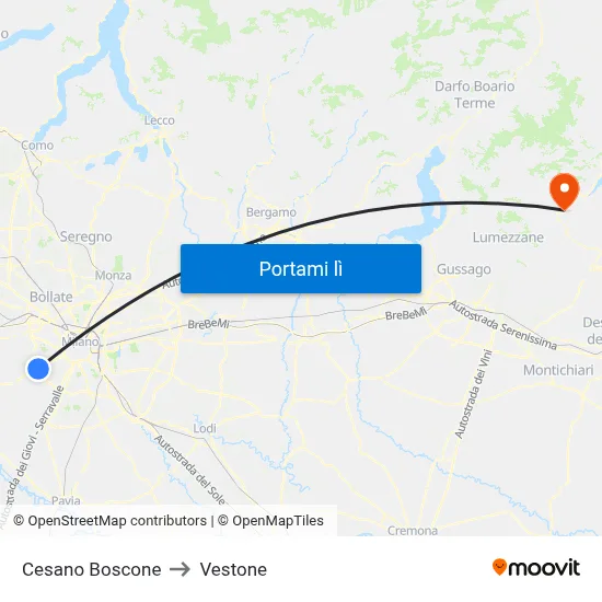 Cesano Boscone to Vestone map