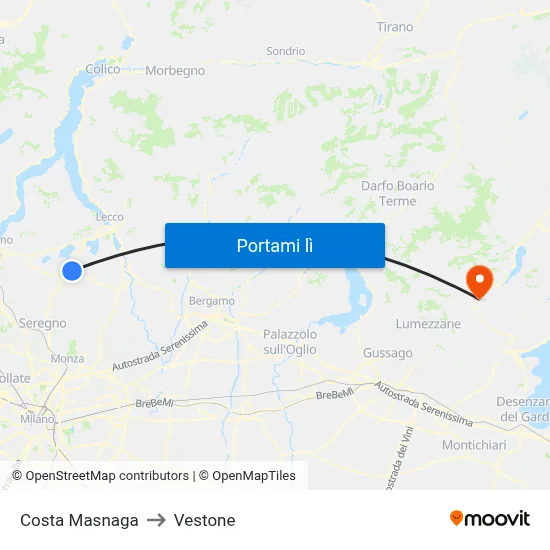 Costa Masnaga to Vestone map