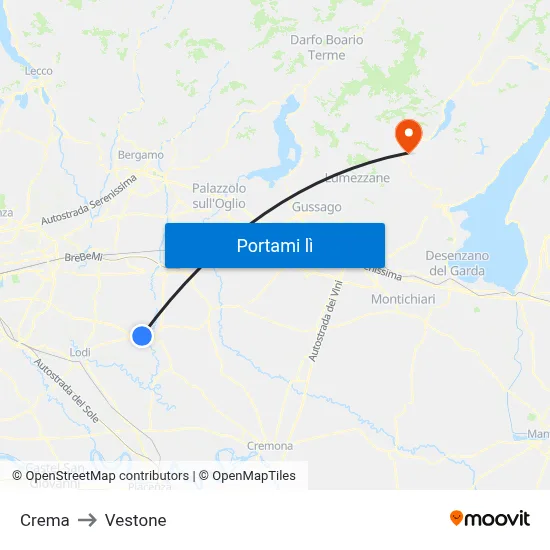 Crema to Vestone map