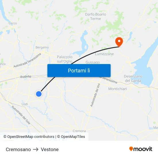 Cremosano to Vestone map