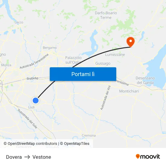 Dovera to Vestone map