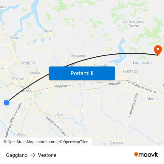 Gaggiano to Vestone map