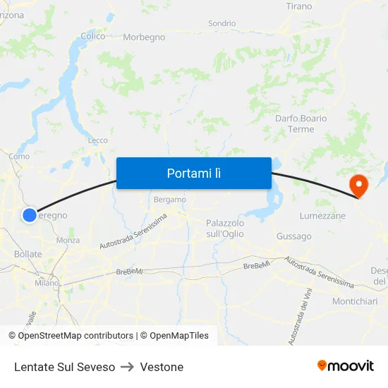 Lentate Sul Seveso to Vestone map