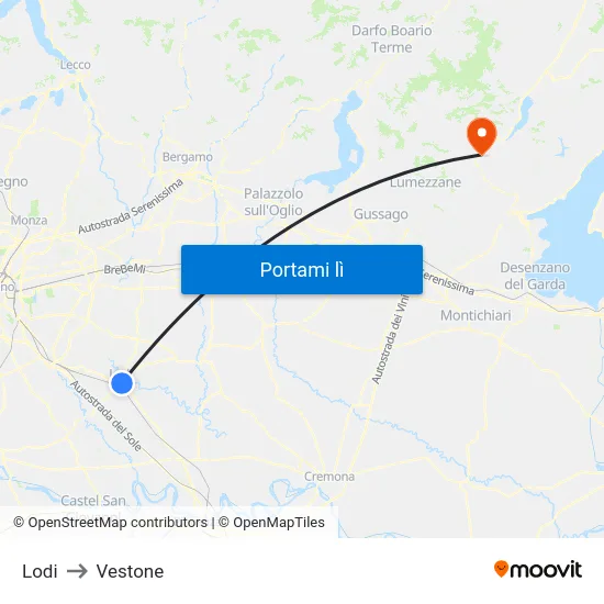 Lodi to Vestone map