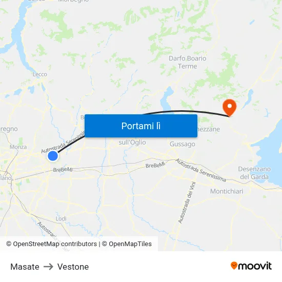 Masate to Vestone map