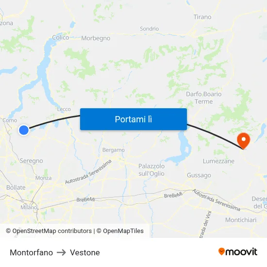 Montorfano to Vestone map