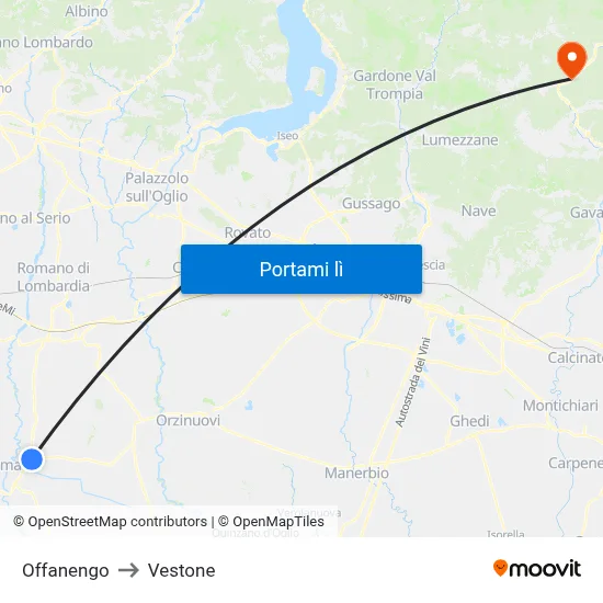 Offanengo to Vestone map