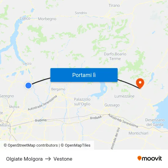 Olgiate Molgora to Vestone map