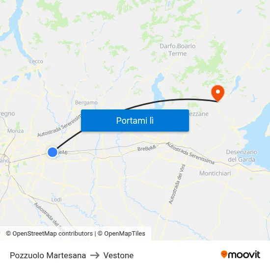 Pozzuolo Martesana to Vestone map