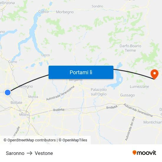 Saronno to Vestone map