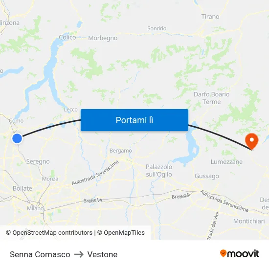 Senna Comasco to Vestone map