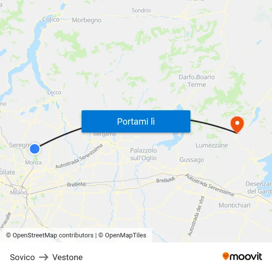 Sovico to Vestone map