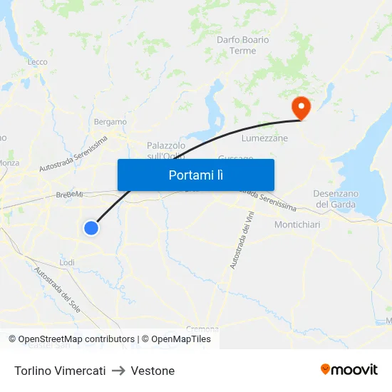 Torlino Vimercati to Vestone map
