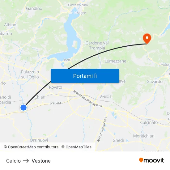 Calcio to Vestone map