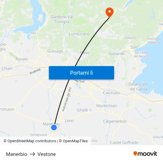 Manerbio to Vestone map
