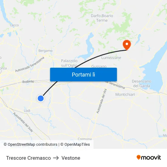Trescore Cremasco to Vestone map