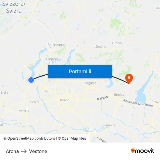 Arona to Vestone map