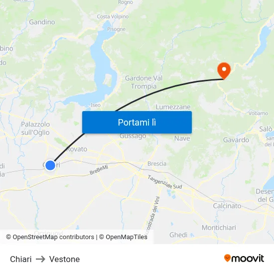 Chiari to Vestone map