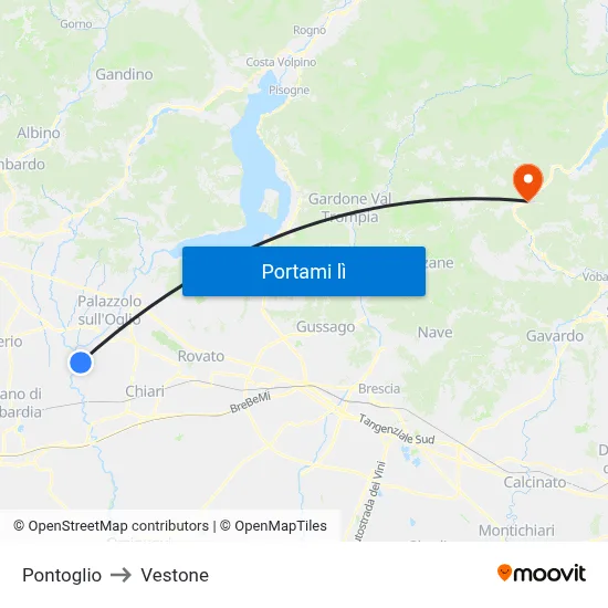 Pontoglio to Vestone map