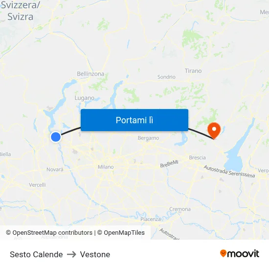 Sesto Calende to Vestone map