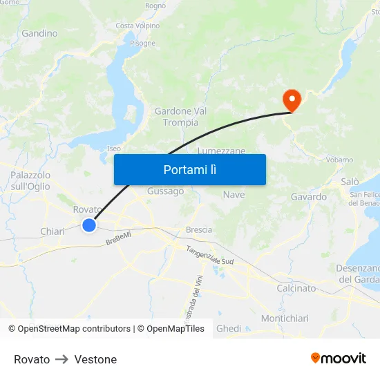 Rovato to Vestone map