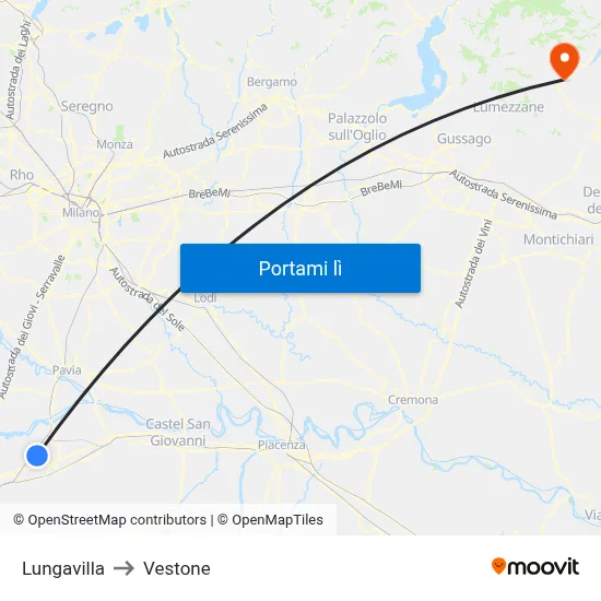 Lungavilla to Vestone map