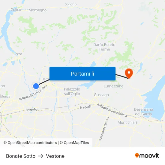 Bonate Sotto to Vestone map