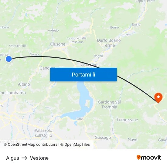 Algua to Vestone map