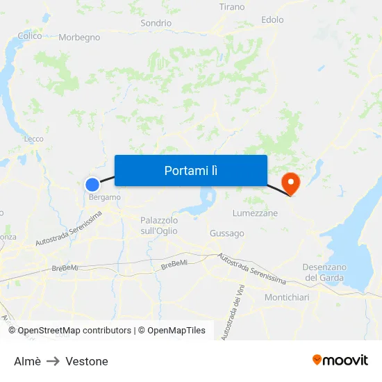 Almè to Vestone map