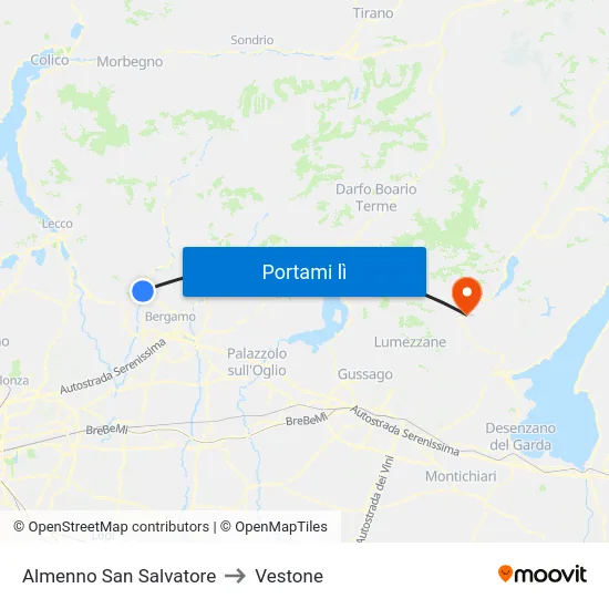 Almenno San Salvatore to Vestone map
