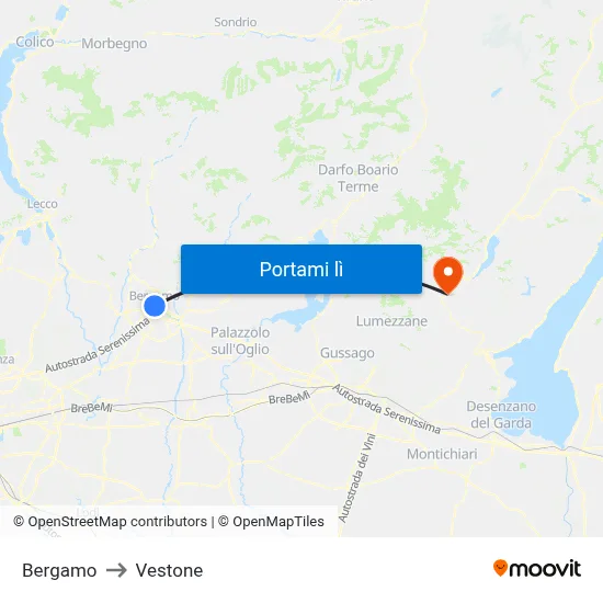 Bergamo to Vestone map