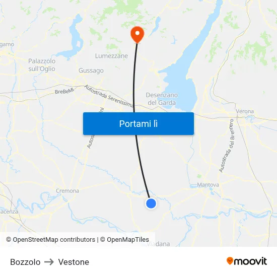 Bozzolo to Vestone map