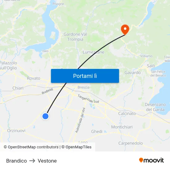 Brandico to Vestone map