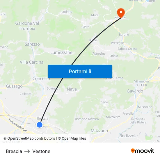 Brescia to Vestone map