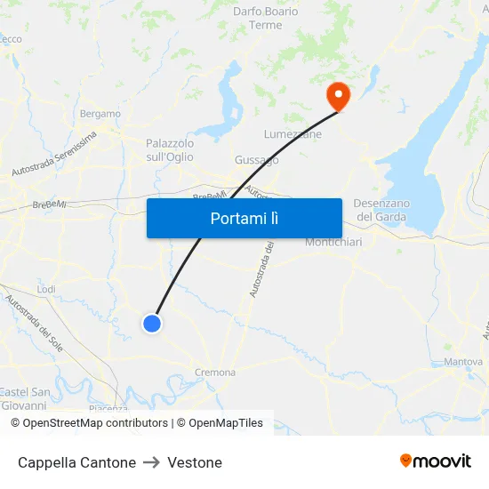 Cappella Cantone to Vestone map
