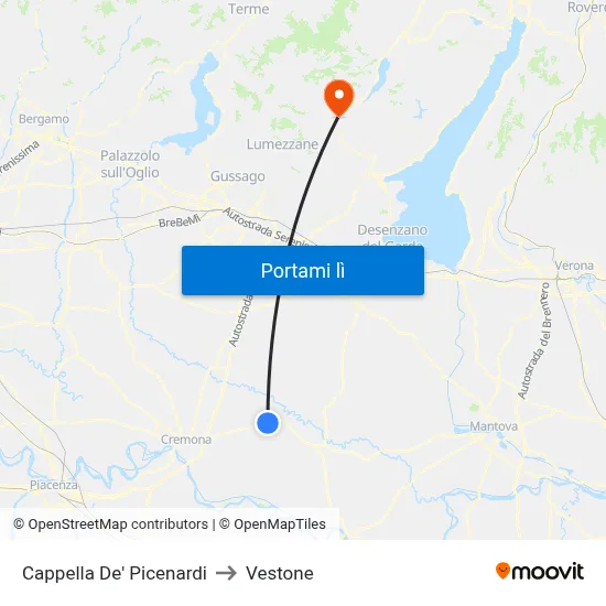 Cappella De' Picenardi to Vestone map