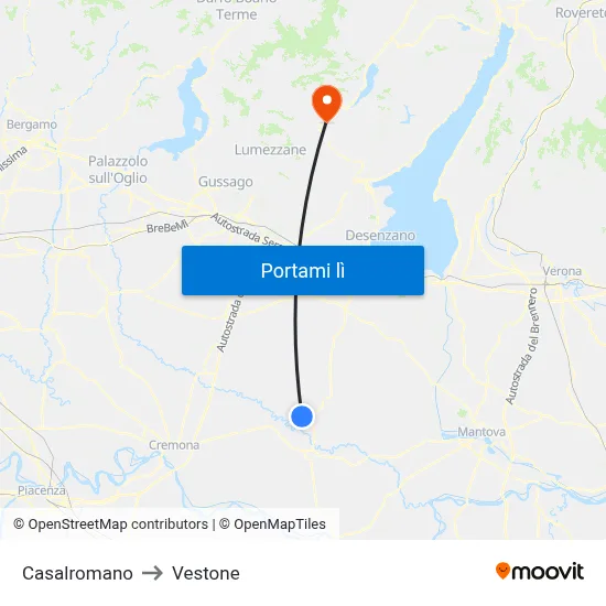 Casalromano to Vestone map